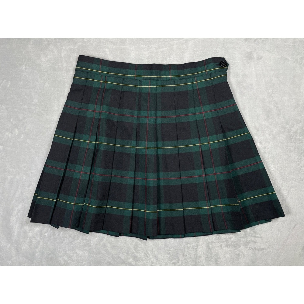 American Apparel Plaid Pleated Mini Skirt Women's S Green Tartan Schoolgirl Prep